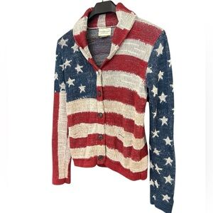Ralph Lauren Denim & Supply M Vint Y2K rare sought after American Flag cardigan